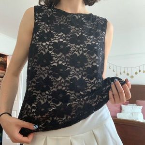 Chic black and pink lacy top